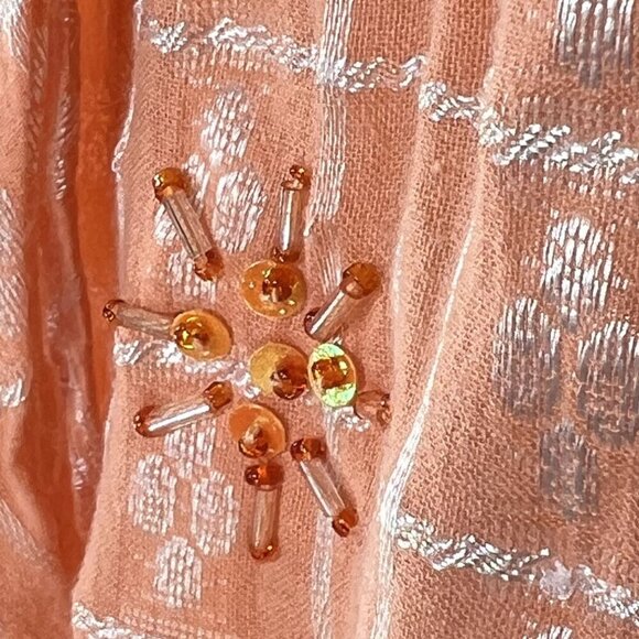 Wet Seal Vintage Womens M Y2K Babydoll Cami Halter Top Peach Floral Embellished - Picture 4 of 15